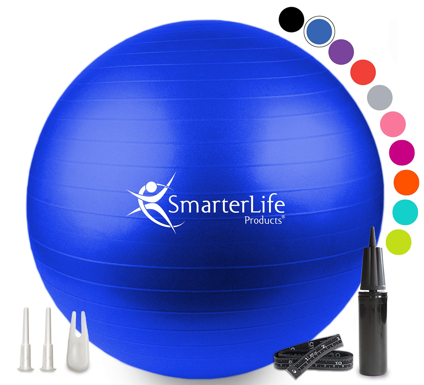 SmarterLife Exercise Ball Yoga Ball for Fitness, Balance, Stability, or Pregnancy, Gym Ball for Core Workout, Physical Therapy, Yoga Ball Chair for Office, Anti-Slip Anti-Burst