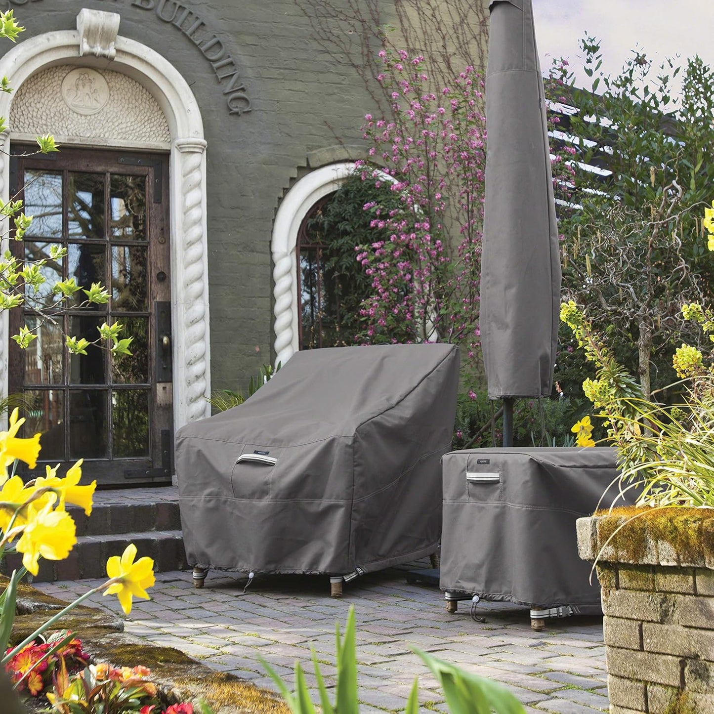 32 Inch Classic Accessories Ravenna Water-Resistant Rectangular Patio Ottoman/Table Cover, Outdoor Table Cover
