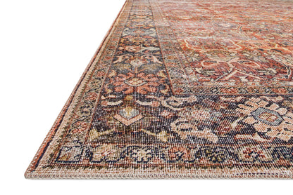 Loloi Layla Collection LAY-02 Spice/Marine 9'-0" x 12'-0" .13" Thick Area Rug, Soft, Durable, Vintage Inspired, Distressed, Low Pile, Non-Shedding, Easy Clean, Printed, Living Room Rug