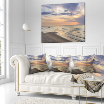 Designart Calm Sunset in Thailand Beach Landscape Printed Throw Pillow Cover for Living Room, Sofa 18" x 18"