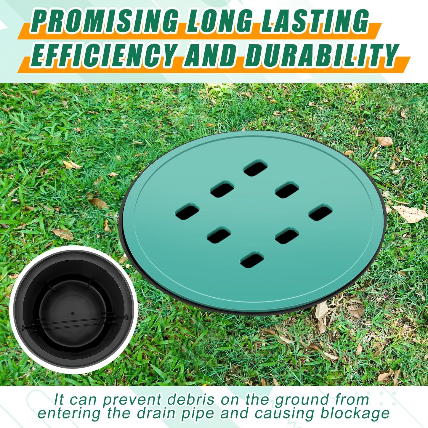Kritkin Catch Basin with Grate 14.9 x 12.4 Inch Round Large Catch Basin for Drainage with Debris Basket French Drain Without Reserved Hole for Yard, Downspout, Lawn, Municipal Pipeline