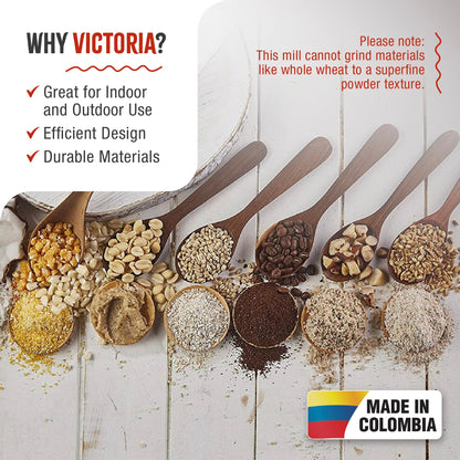 Victoria Manual Cast Iron Grain Mill with Low Hopper, Premium Corn-Grinding Mill and Grain Grinder, Made in Colombia