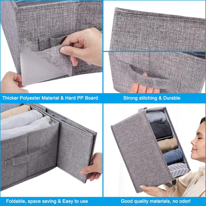 Fixwal 4pcs Wardrobe Clothes Organizer, Foldable Jean Organizer for Drawer, Washable Compartment Storage Bins for