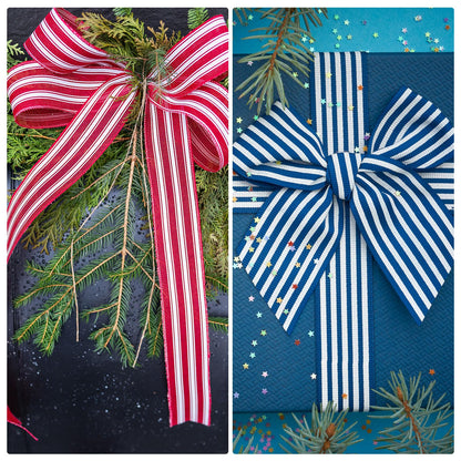 PATIKIL 20 Yards x 1.5" Striped Ribbon, Wired Gift Wrapping Ribbon Satin for Christmas Craft Birthday Wedding Festival Wreath, Red White/Red Green