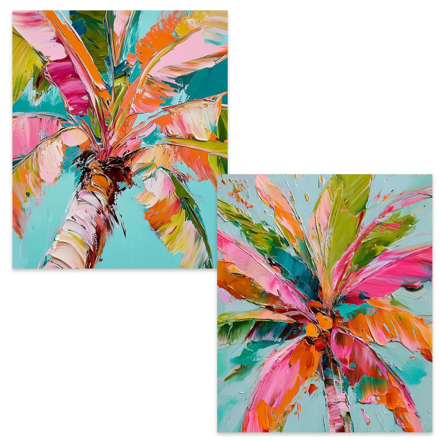 Kemingni 2 Pack Abstract Palm Tree Diamond Painting Kit, Tropical Pink Palm Tree Diamond Art Kits for Adults Beginners, Full Drill Gem Painting for Home Wall Decor, 9.8x11.8 Inch