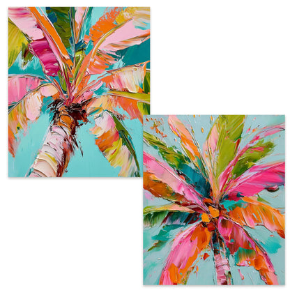 Kemingni 2 Pack Abstract Palm Tree Diamond Painting Kit, Tropical Pink Palm Tree Diamond Art Kits for Adults Beginners, Full Drill Gem Painting for Home Wall Decor, 9.8x11.8 Inch
