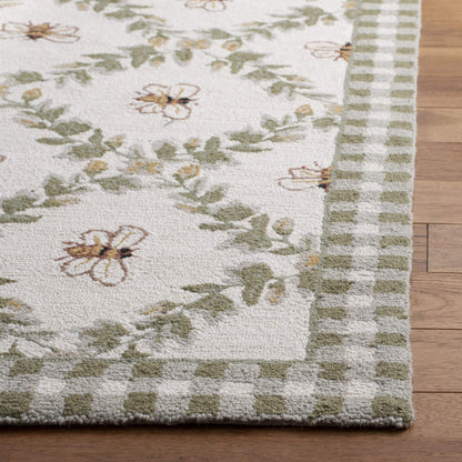 SAFAVIEH Area Rug 8x10 - Chelsea Collection - Large - Ivory & Green, Hand-Hooked Wool, French Country Design, Ideal for Living Room, Bedroom, Office, Dining Space (HK55A)