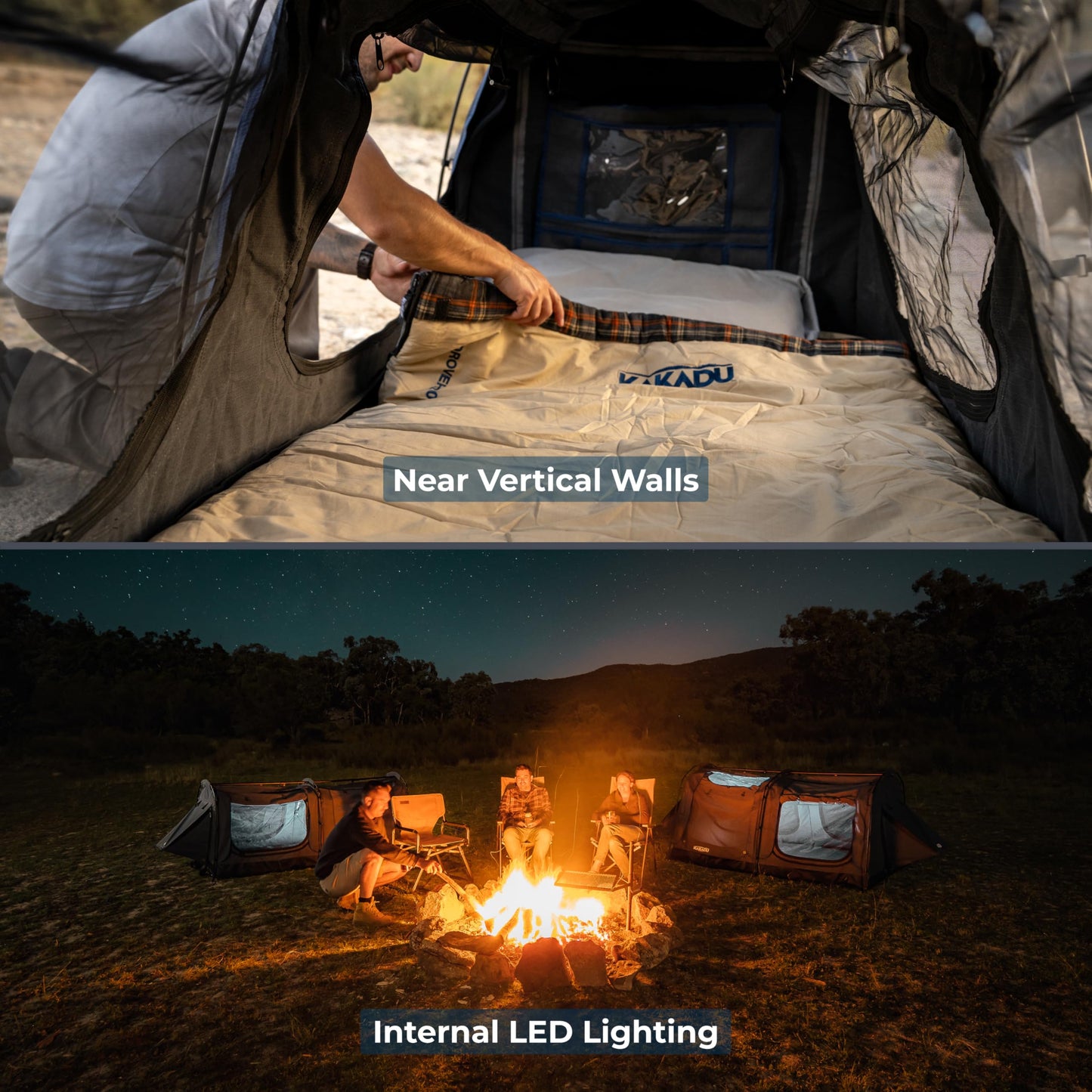 Kakadu Canvas Swag Tent, 1 Person, Australian Polycotton Camping Ground Tent, All Seasons, Waterproof, with 2.75” Foam Mattress, LED Lighting, Carry Bag