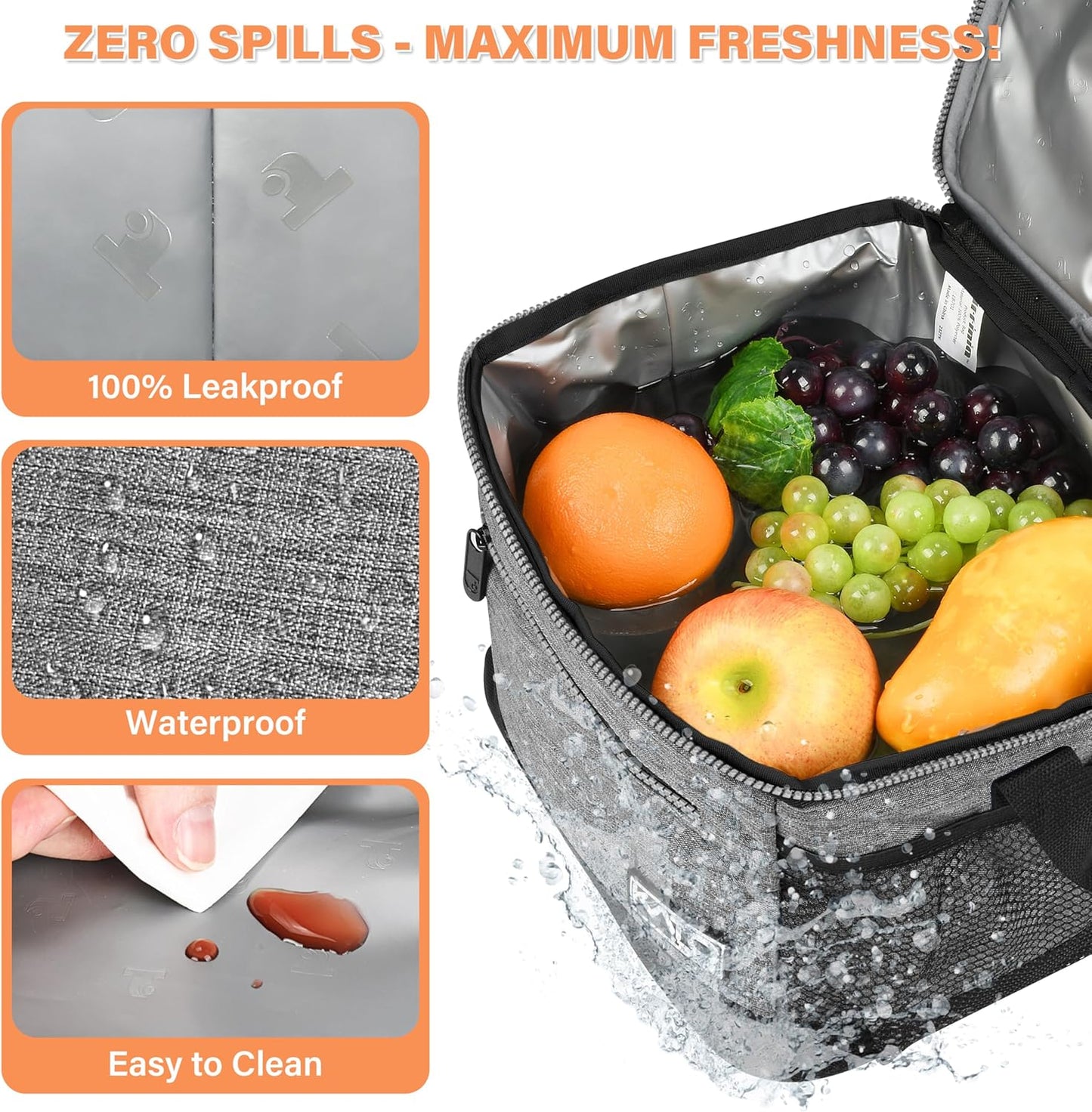 Tirrinia Insulated Lunch Box - Leakproof Lunch Bag for School, Work, Soft Cooler for Office, Picnic, Camping