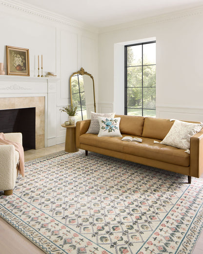 Loloi Rifle Paper Co. Eden Collection EDE-03 Lattice Ivory 7'-6" x 9'-6" Area Rug feat. CloudPile™