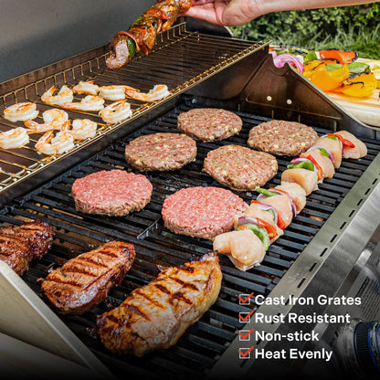 Monument Grills Larger Convertible 4 Burner Natural Gas Grill Stainless Steel Cabinet Style Propane Grills, LED Controls,Side Burner(Without Conversion Kit)
