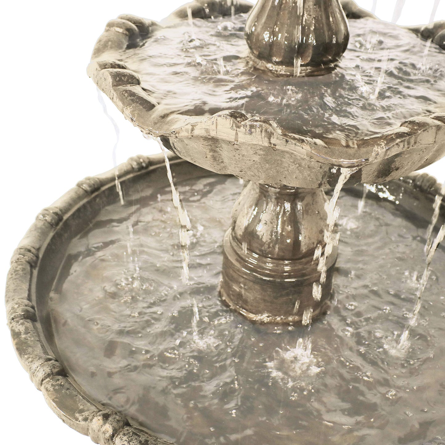 Sunnydaze Grand Courtyard 4-Tier Large Outdoor Water Fountain - 80" Tall Outdoor Fountain - Tiered Electric Garden Water Feature for Patio, Backyard, or Yard - Faux Stone Resin - Earth