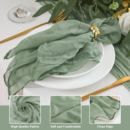 Xiomot 12 Pack Cheesecloth Napkins 20"x20" Sage Green Boho Gauze Cheese Cloth Napkins Bulk Rustic Dinner Table Decor for Wedding Bridal Baby Shower Party