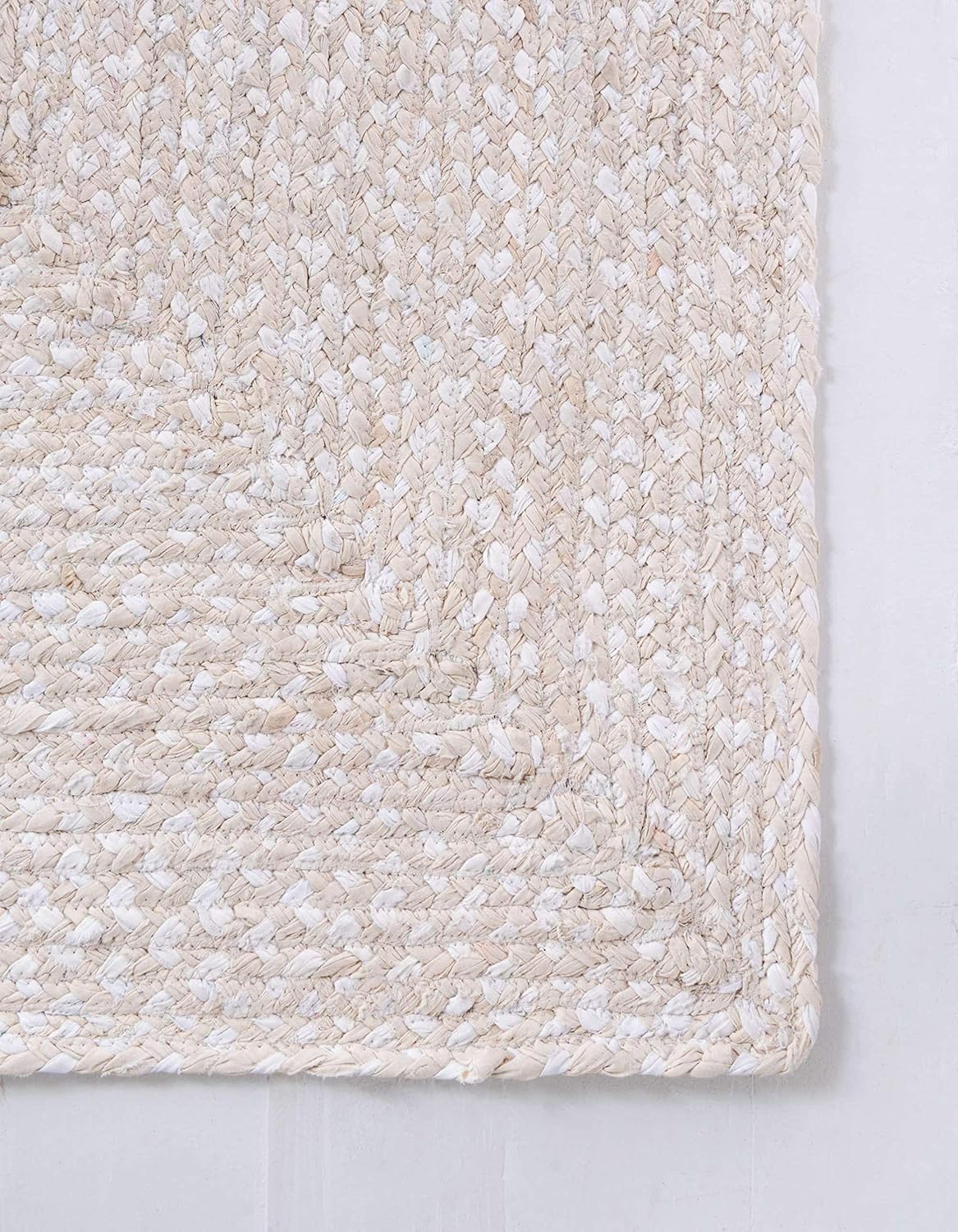 Unique Loom Braided Chindi Collection Area Rug - Layer, Ivory/Beige (2' x 3' 1" Rectangle)