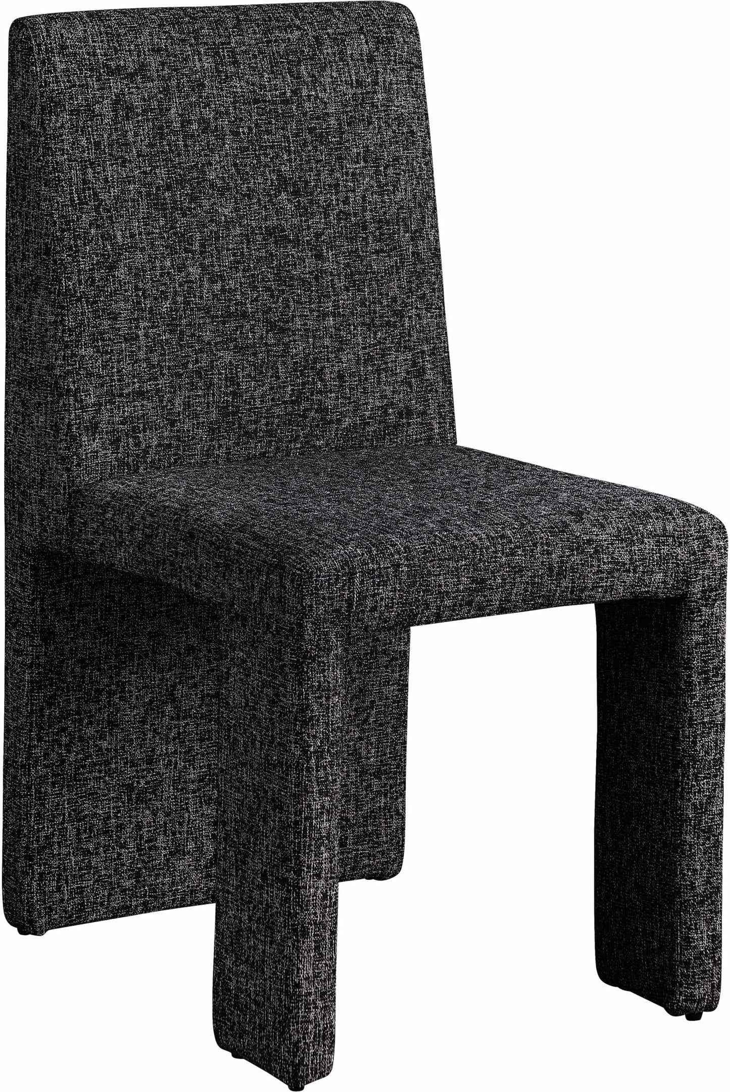 Meridian Furniture 751Black-C Benson Collection Art Deco Dining Chair with Rich Black Linen Textured Fabric Upholstery, Fabric with Weave, Iron Inner Frame, 18.5" W x 22.5" D x 35" H, Black, Set of 2