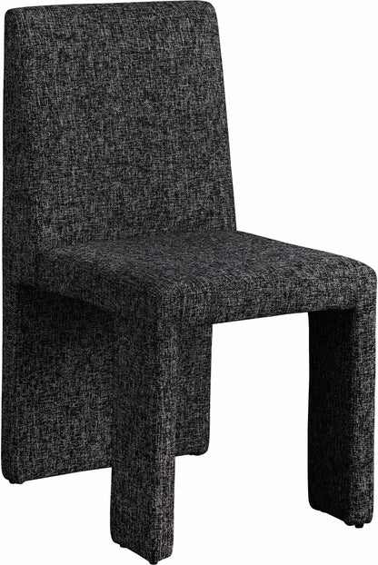 Meridian Furniture 751Black-C Benson Collection Art Deco Dining Chair with Rich Black Linen Textured Fabric Upholstery, Fabric with Weave, Iron Inner Frame, 18.5" W x 22.5" D x 35" H, Black, Set of 2