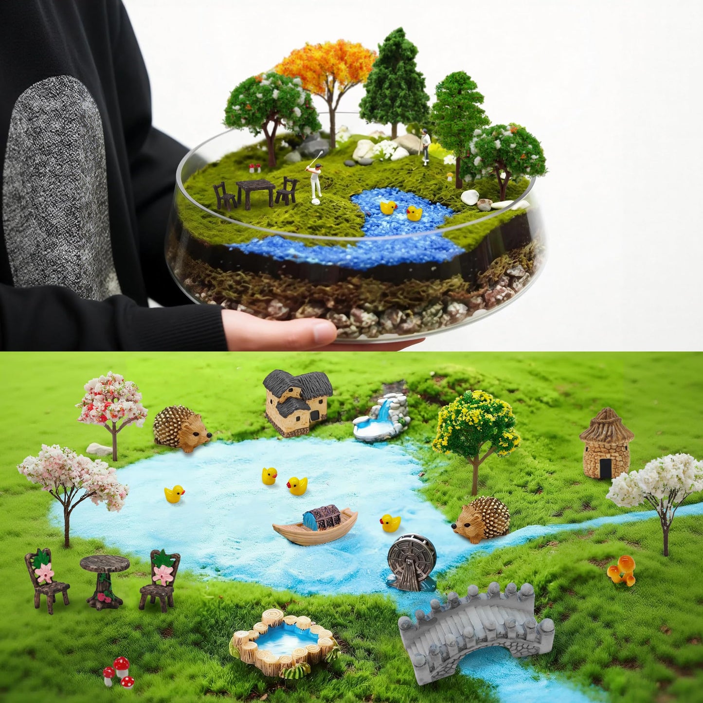 Yiranok 60 Pcs Fairy Garden Kit Miniature Furniture and Fairy Garden Accessories Outdoor,Mini Fairy Garden Accessories,Fairy House Accessories,DIY Terrarium Ornaments