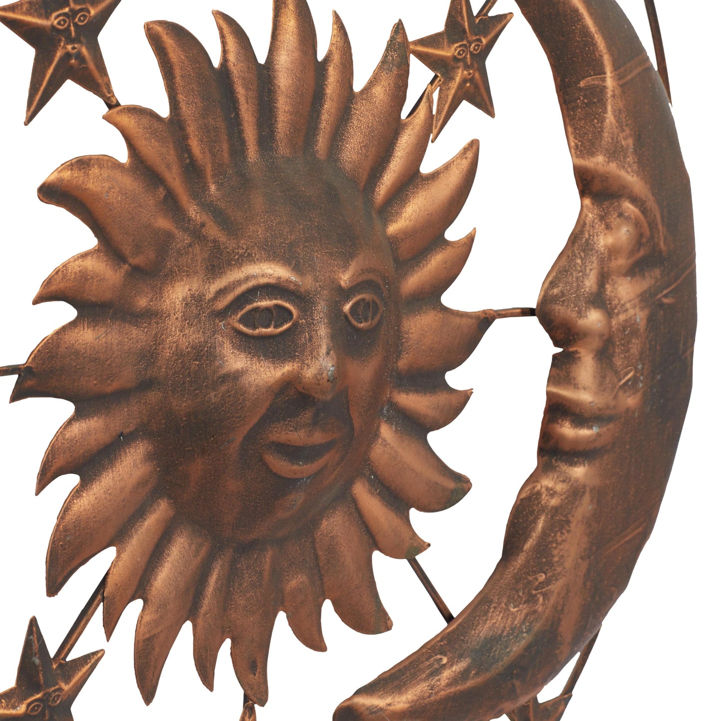 Deco 79 Metal Sun and Moon Home Wall Decor Indoor Outdoor Wall Sculpture with Stars, Wall Art 21" x 1" x 21", Bronze