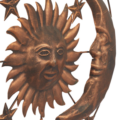 Deco 79 Metal Sun and Moon Home Wall Decor Indoor Outdoor Wall Sculpture with Stars, Wall Art 21" x 1" x 21", Bronze