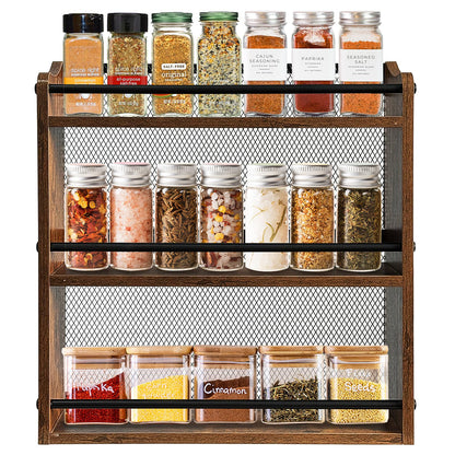 Klxuyuo Spice Rack Wall Mount for Spice Jars & Seasonings, 3 Tier Large Wall Hanging Spice Rack Organizer for Kitchen Cabinet, Pantry Door