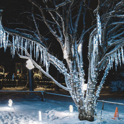 WATERGLIDE Meteor Shower Lights - 12" Outdoor Icicle Christmas Lights | 8 Icicles with 192 SMD LEDs, Connectable Raindrop Design for Holiday Decor