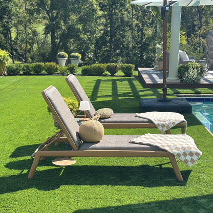 PURPLE LEAF Chaise Lounge Outdoor Chairs with Cushion Aluminum Pool Side Sun Lounges Adjustable Reclining Patio Set Pack of 2 Teak