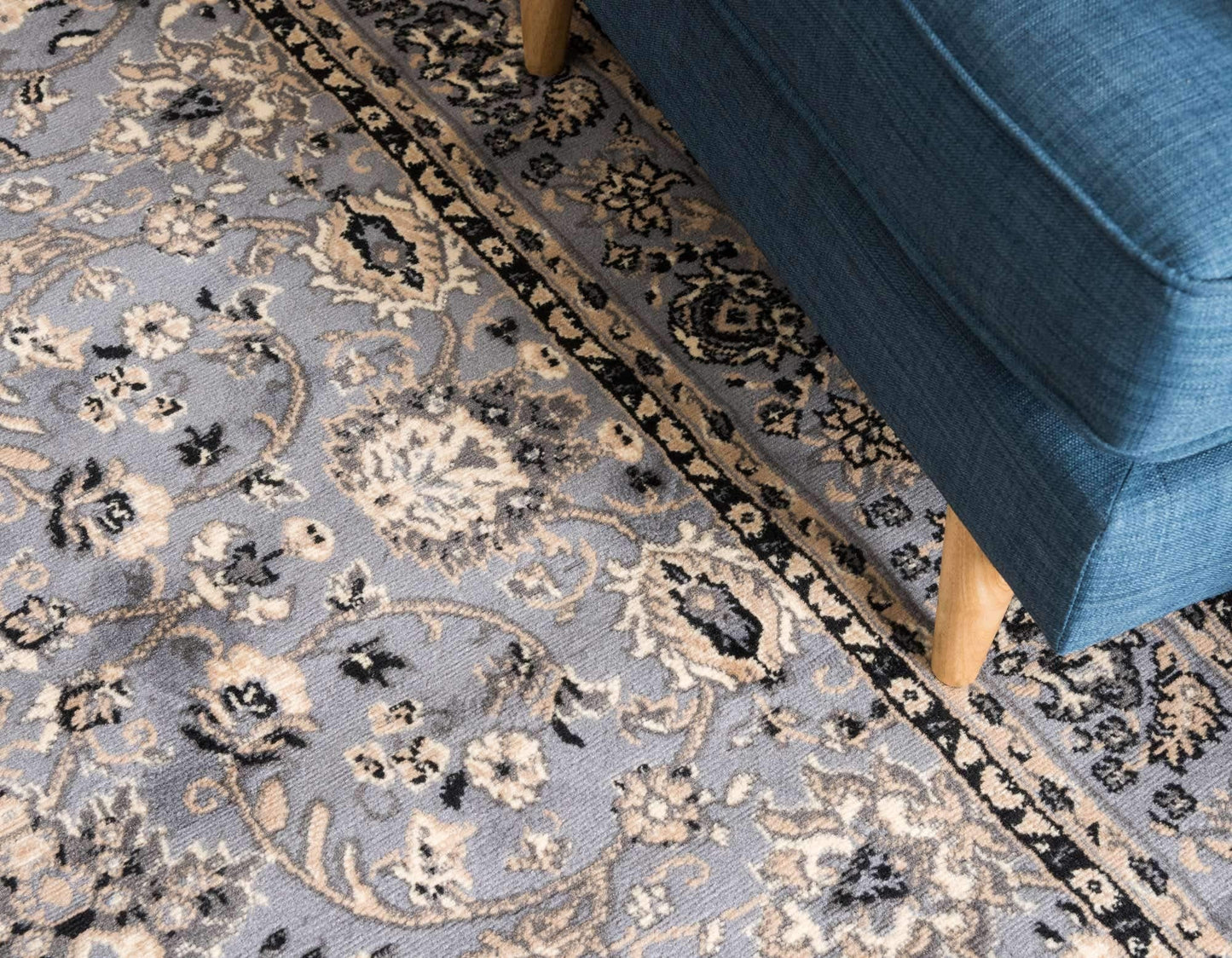 Unique Loom Sialk Hill Collection Area Rug - Washington (9' 10" x 13' 1" Rectangle Gray/Black)