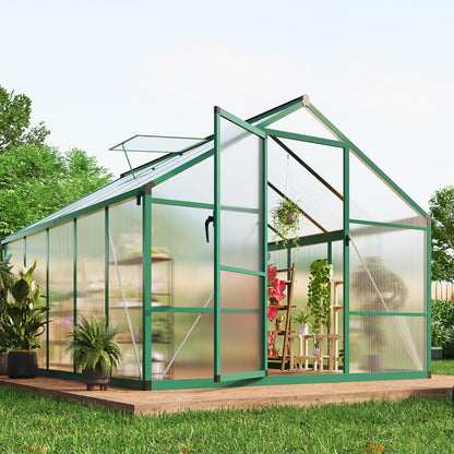 Garvee 8 x 10 FT Greenhouse, Greenhouses for Outside, Polycarbonate Greenhouse with Aluminum Frame, Lockable Door and Ajustable Roof Vent for Backyard, Green Houses for Outside Garden Backyard, Patio