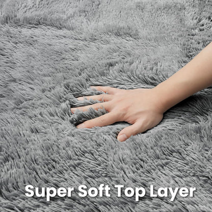 Xafir 6ft 6"x6") Light Gray Round Fluffy Rug Plush Fuzzy Shaggy Carpet,Soft Rugs for Living Room for Nursery,Preppy