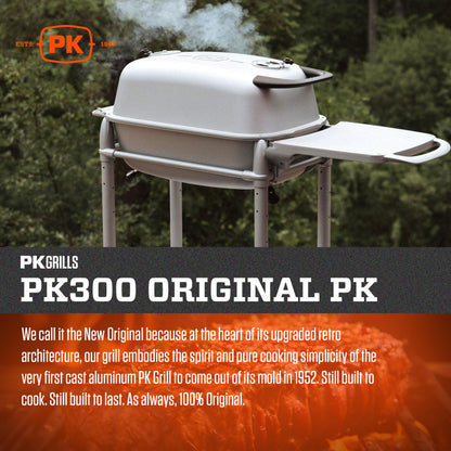 PK Grills PK300-SCX Portable Charcoal Grill and Smoker, Aluminum Outdoor BBQ Grill, Portable Grill for Camping, Backyard Grilling, Park, Tailgating, Silver
