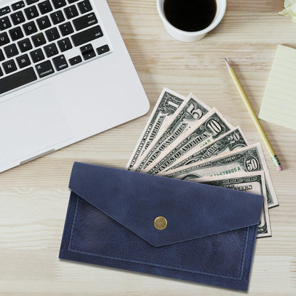 TheAntiq Blue Leather Cash Envelopes for Money Pouch Currency Holders - Soft Leather Money Bag Mobile Holder for Travel - Genuine Leathers Wallets for Women Money Bag - Travel Money Pouch Cash Holder