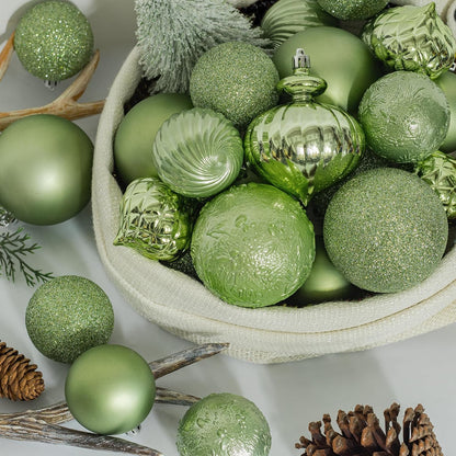 KI Store Light Green Christmas Balls, 20pcs 3.15-Inch Christmas Tree Decoration Ornaments for Holiday Wreath Garland