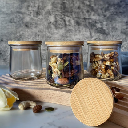 12 Oui Bamboo Wood Yogurt Jar Lids - Pcs, Leak Proof, Equipped With Silicone Sealing Ring