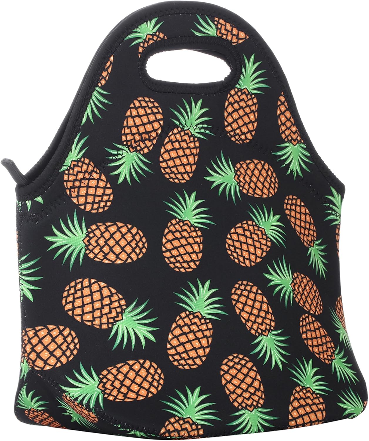 Neoprene Lunch Bag for Kids, Insulated Tote for Women Men, Pineapple Black