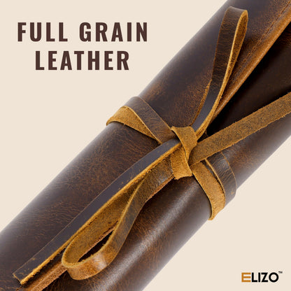 ELIZO Leather Knife Roll Bag Professional Chef Knife Case, Durable Knife Sheath Holder, Cooks & Culinary Tools Carrying Storage, Portable Knife Wrap - 4 Slots