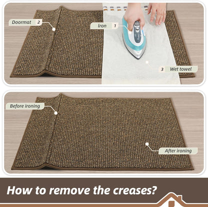 BEQHAUSE Dirt Trapper Door Mat - Non-Slip, Washable, Absorbent Entrance Mat | 24" x 60", Brown