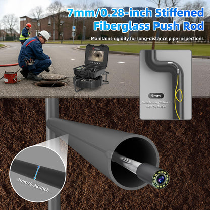 Sanyipace Sewer Camera 230FT/70M with Locator, Self-Leveling Drain Camera with 10.1" Screen, Pipe Inspection Camera 512Hz, DVR with Speaker, Distance Counter, 1080P Plumbing Camera with 12PCS Lights