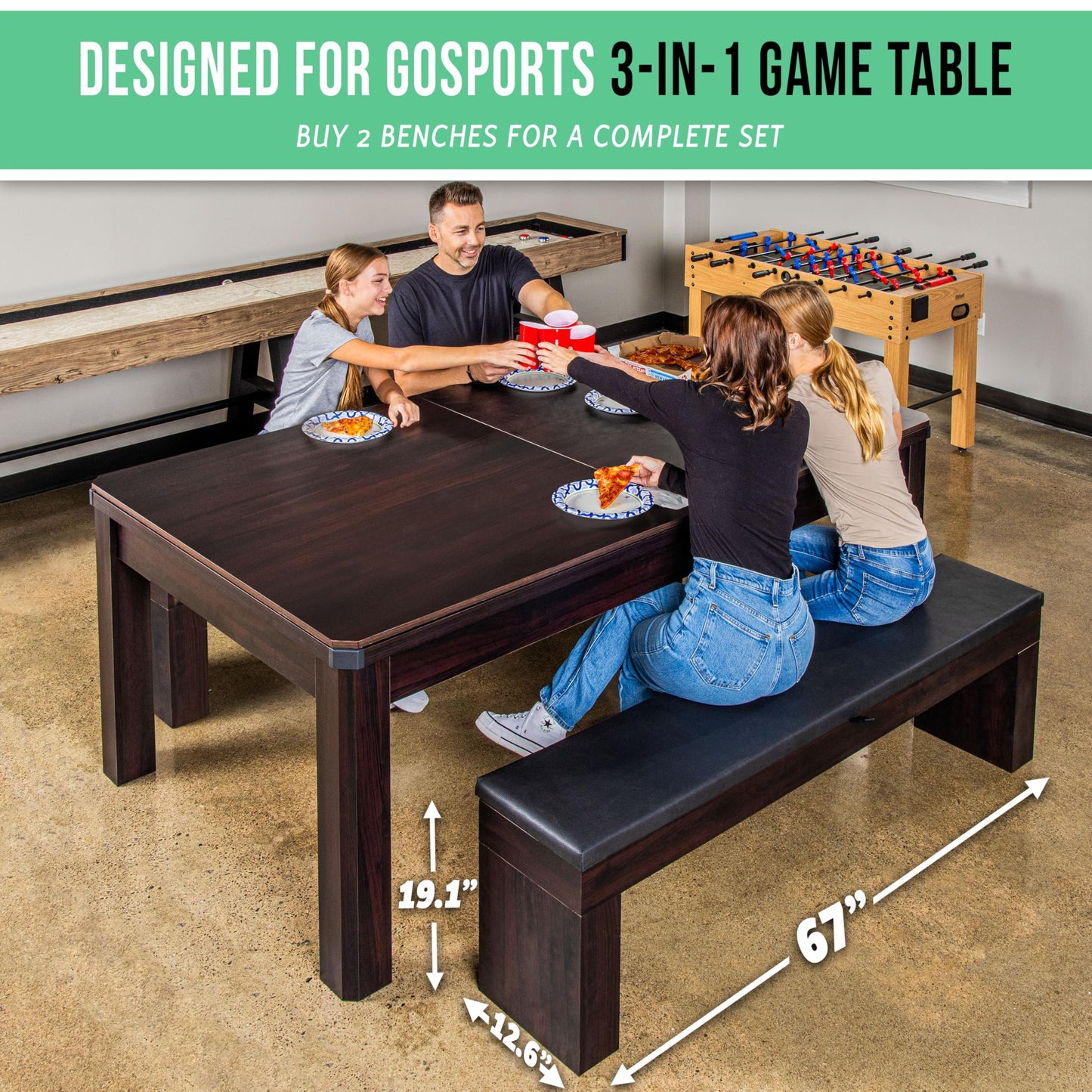 Storage Bench for GoSports 7 ft 3 in 1 Pool, Dining, & Table Tennis Combo Table