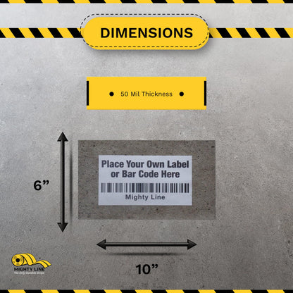 Mighty Line Clear Label Protectors Covers for Sealing Barcode Stickers, Industrial, Warehouse, 5S Supplies, Peel and Stick Adhesive for Floor Marking, 6" Wide x 10" Long, Pack of 100