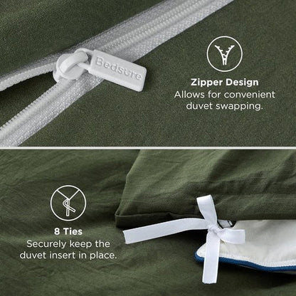 Bedsure Olive Green Duvet Cover Set - Extra Soft Prewashed Polyester Twin/Twin XL Bedding, 2 Pieces