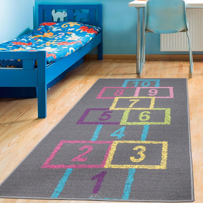2'2" 6' Ottomanson x Hopscotch Kids Rug - Play Mat for Playroom, Bedroom, Daycare & Classroom - Fun & Interactive Game
