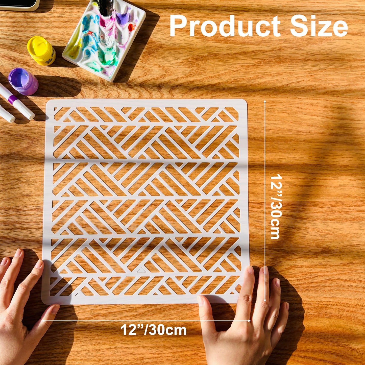 16 PCS Geometric Stencils for Painting, Stencils for Crafts Reusable 12 x 12 Inch Large Pattern Templates for Walls Floors Furniture Tile and Home Decor