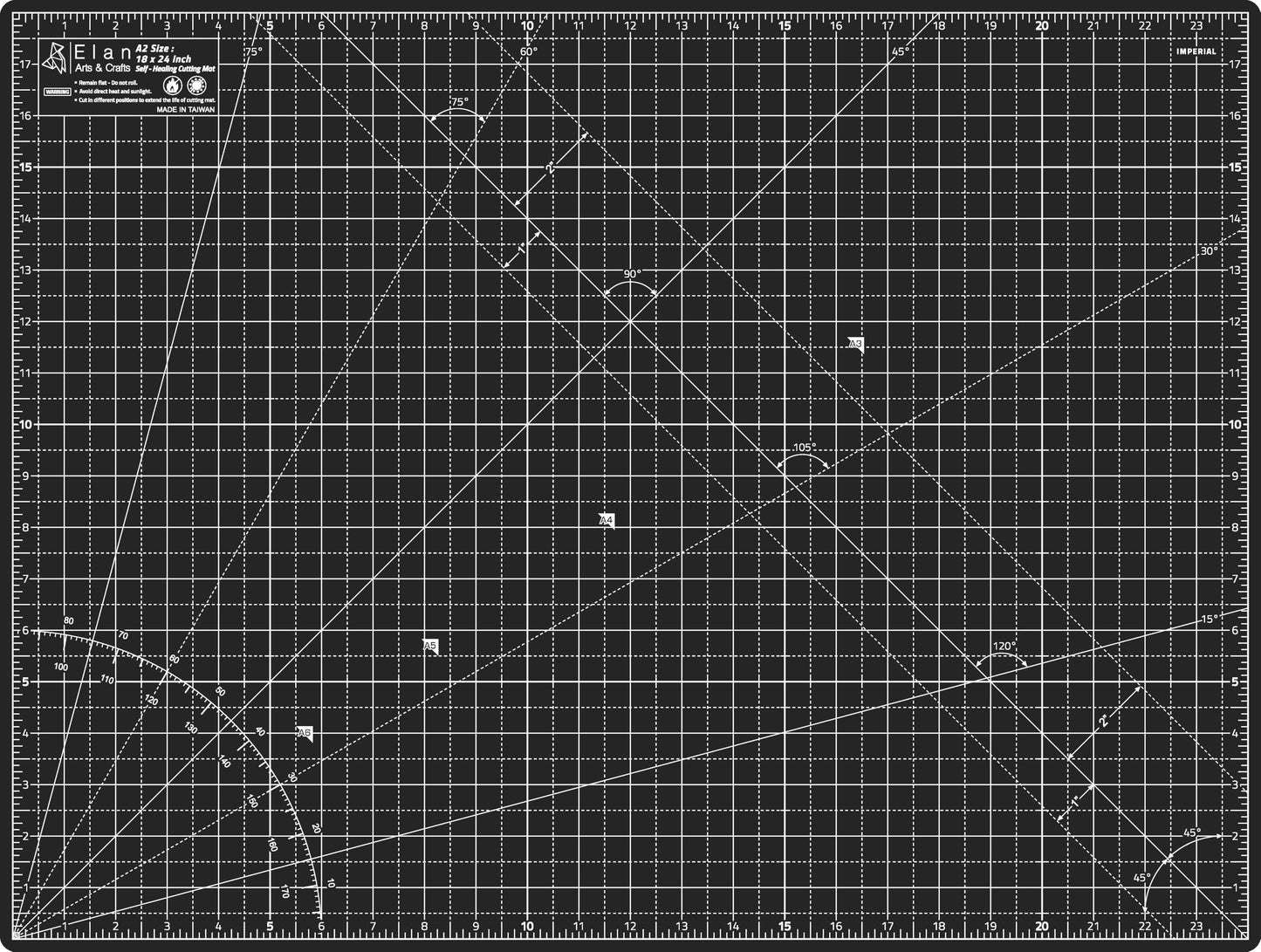 Elan Cutting Mat A2 Black & Taupe, Self Healing Cutting Mat 18x24 Inch, 5-Ply Craft Board Black, Hobby Board for Crafts 18x24 Inch