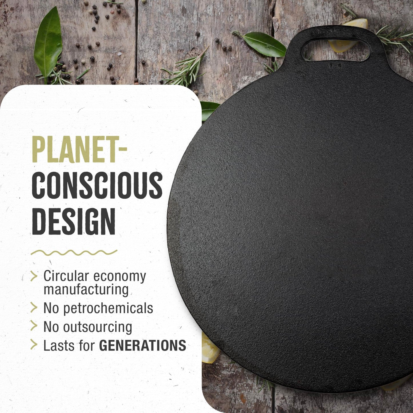 Victoria 12-Inch/30.5-Centimeter Cast Iron Tawa Dosa Pan, Cast Iron Pizza Pan and Crepe Pan with Loop Handle, Seasoned with Flaxseed Oil, Made in Colombia