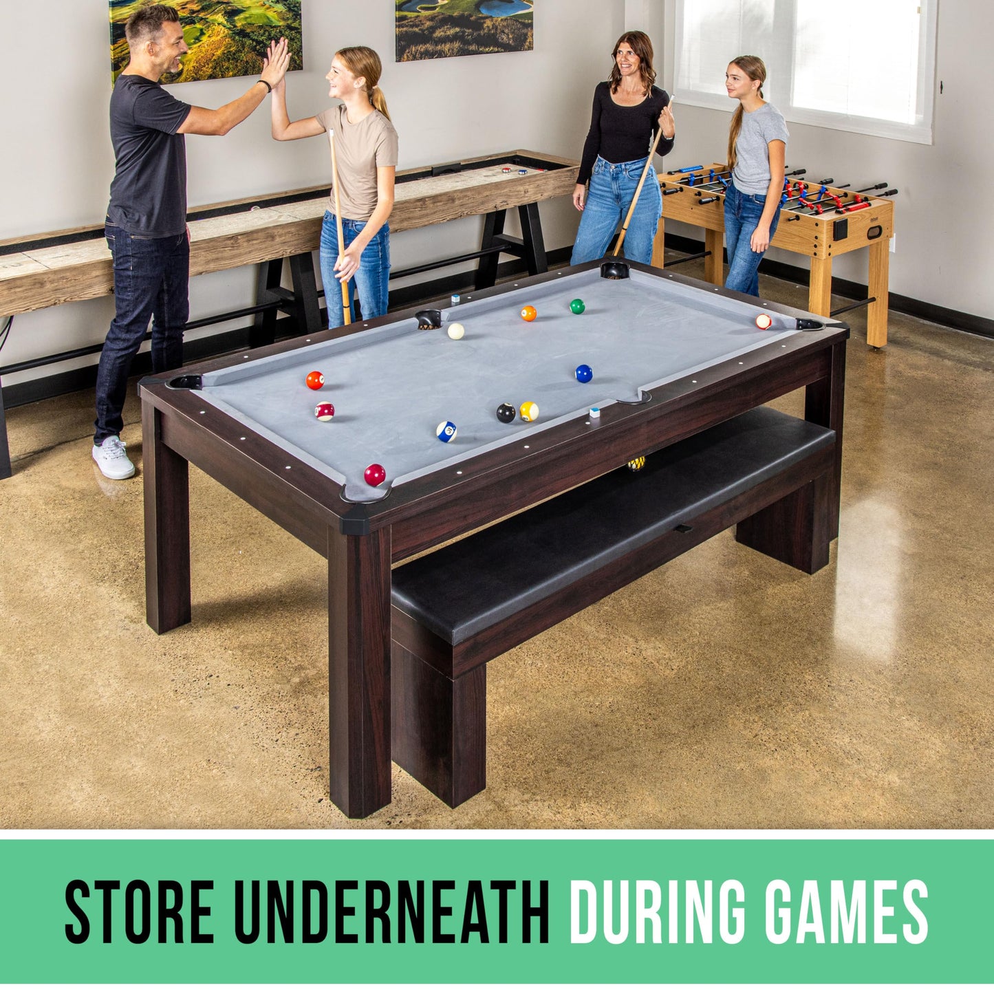 Storage Bench for GoSports 7 ft 3 in 1 Pool, Dining, & Table Tennis Combo Table