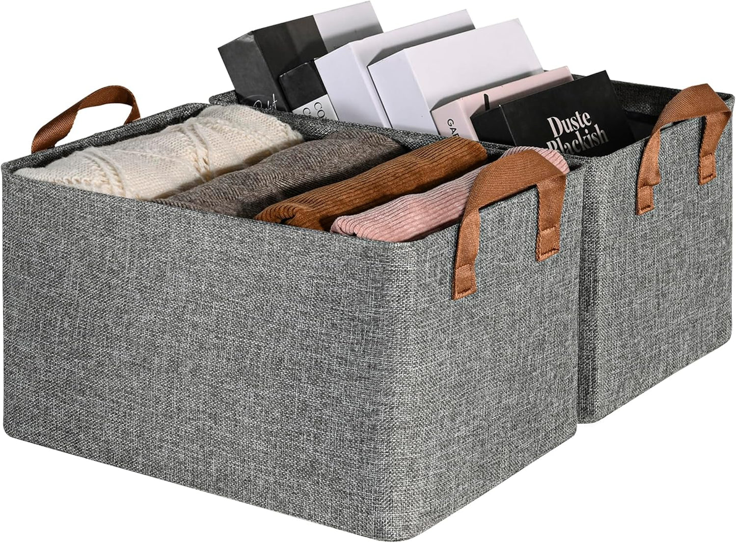 GRANNY SAYS Storage Basket, Large Organizer Bins for Shelves, Closet Storage, 2-Pack with Metal Frame