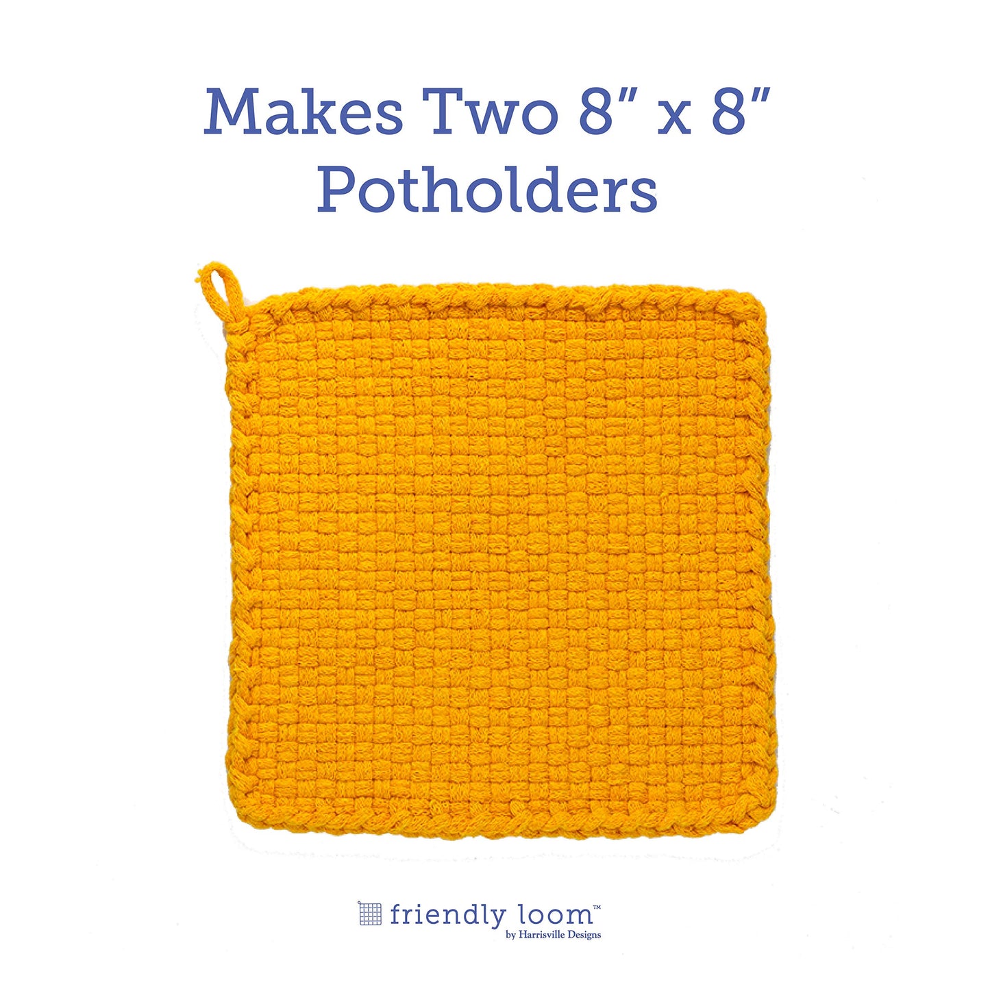 Harrisville Designs Friendly Loom | 10” PRO-Sized Yellow Potholder Weaving Loops | Craft 2 Cotton Potholders