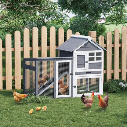 GarveeTech 2-Story Rabbit Hutch Outdoor, 45" Bunny Hutch, Small Chicken Coop Wooden with Pull-Out Tray & Ramp, Bunny Cage with Waterproof Roof, Poultry Cage for Bunnies, Chickens, Ducks, Guinea Pigs