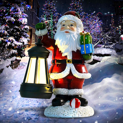 Skiennix Santa Claus Decor - Charming Standing Figurines with Lantern Light for Holiday Home Decor