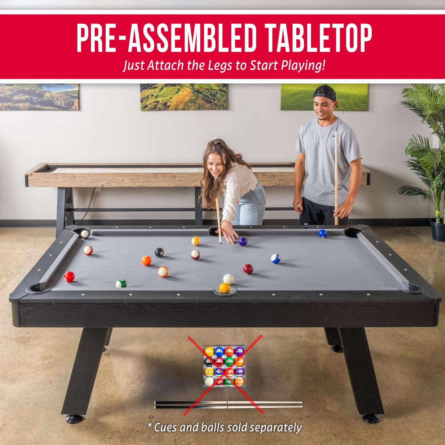 GoSports 7 ft Pool Table with Wood Finish - Billiards Game Room Table for Adults & Family - Accessories Not Included